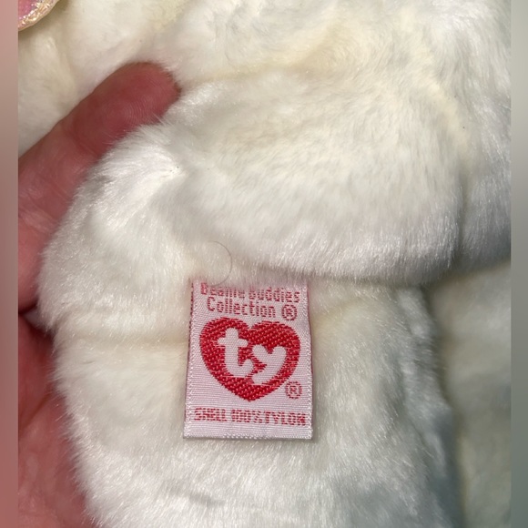 13" LARGE TY 1999 BEANIE BUDDIES HALO ANGEL WHITE BEAR STUFFED ANIMAL PLUSH TOY - Picture 6 of 6